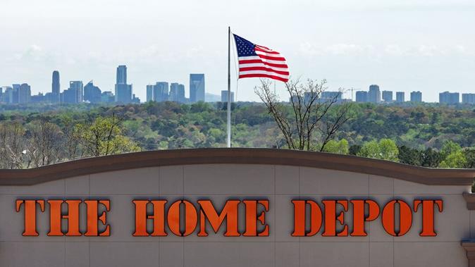Image of two signs Home Depot and Coca-Cola of Atlanta GA