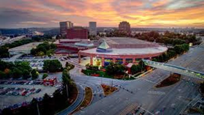An aerial view of Cobb Galleria center in Northwest Atlanta GA